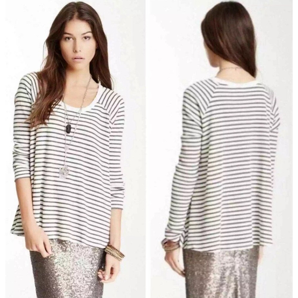 We The Free People Rockabilly Raglan Thermal Striped Long Sleeve Shirt Boho XS